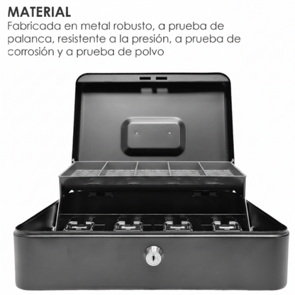 Caja de Dinero Metálica con Llave Color Negro