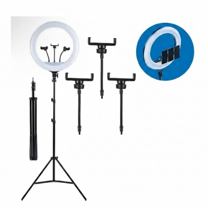 Aro de Luz LED 45cm Profesional con Trípode 1,9m y Soporte Celular