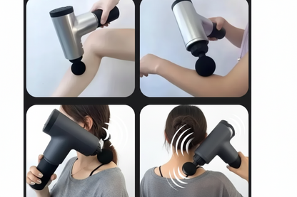 Pistola Masajeadora Muscular Recargable con Vibración y Regulador de Velocidad