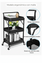 Carro Auxiliar Organizador Plegable Multiuso 3 estantes