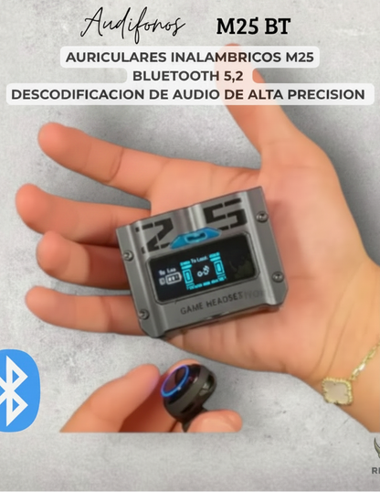 Audífonos Inalámbricos Bluetooth 5.3 M25 con Micrófono y Estuche de Carga 20h