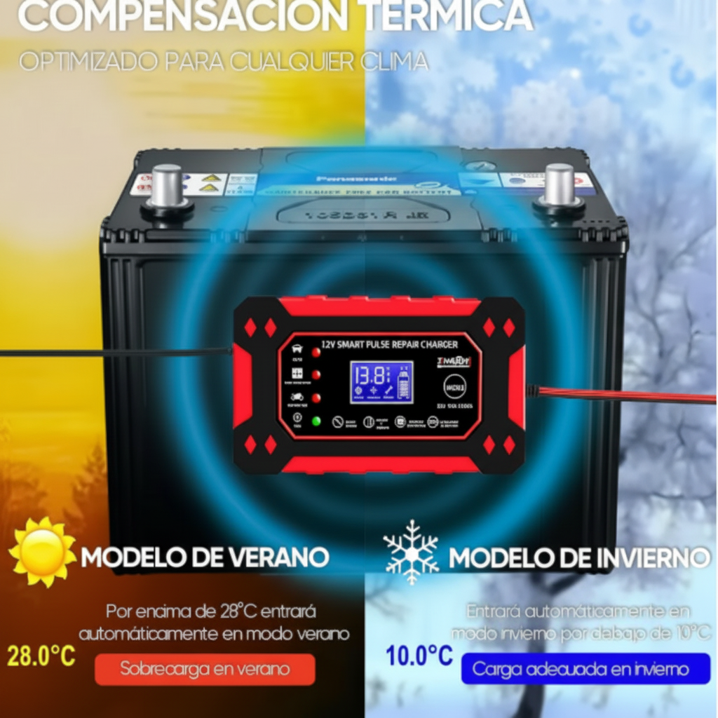 Cargador Inteligente Batería Auto Moto Carga Rápida 12v/24v