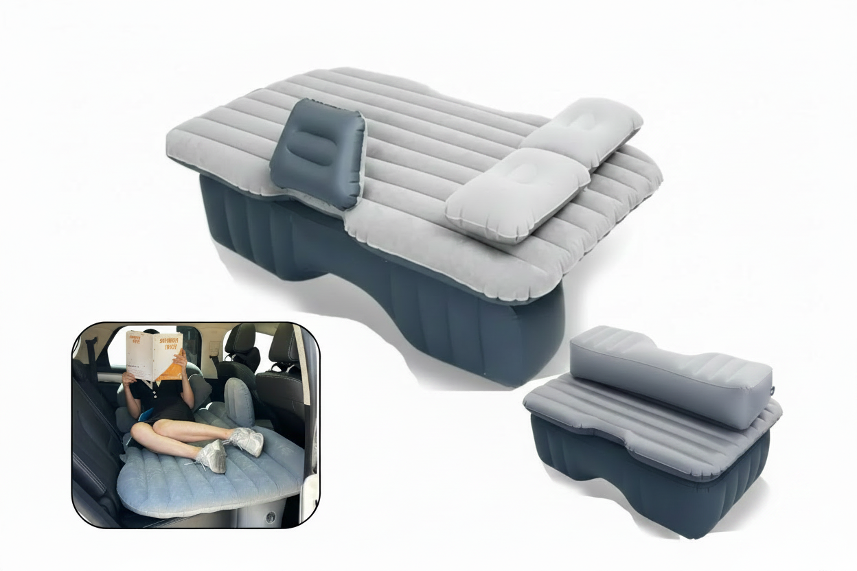 Colchon inflable para Auto con 2 Almohadas Descanso y Camping