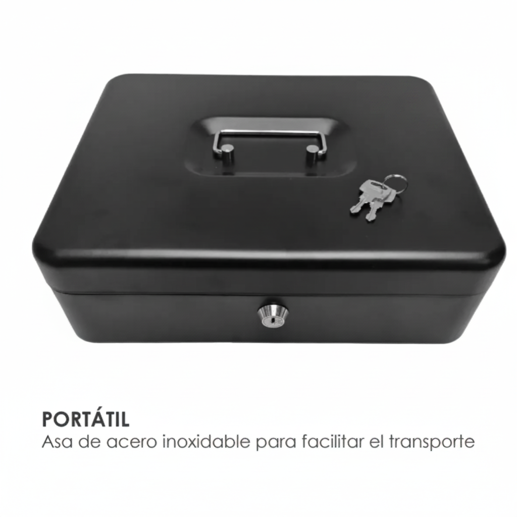 Caja de Dinero Metálica con Llave Color Negro