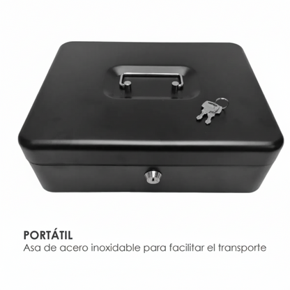Caja de Dinero Metálica con Llave Color Negro