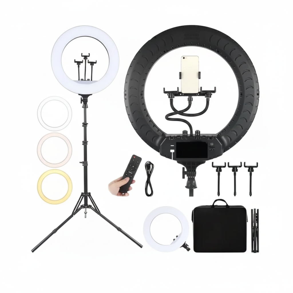Aro de Luz LED 45cm Profesional con Trípode 1,9m y Soporte Celular