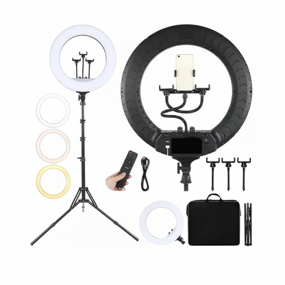 Aro de Luz LED 45cm Profesional con Trípode 1,9m y Soporte Celular
