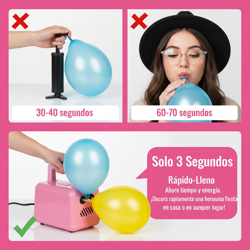Inflador Eléctrico de Globos 600W con 2 Boquillas – Inflado Rápido
