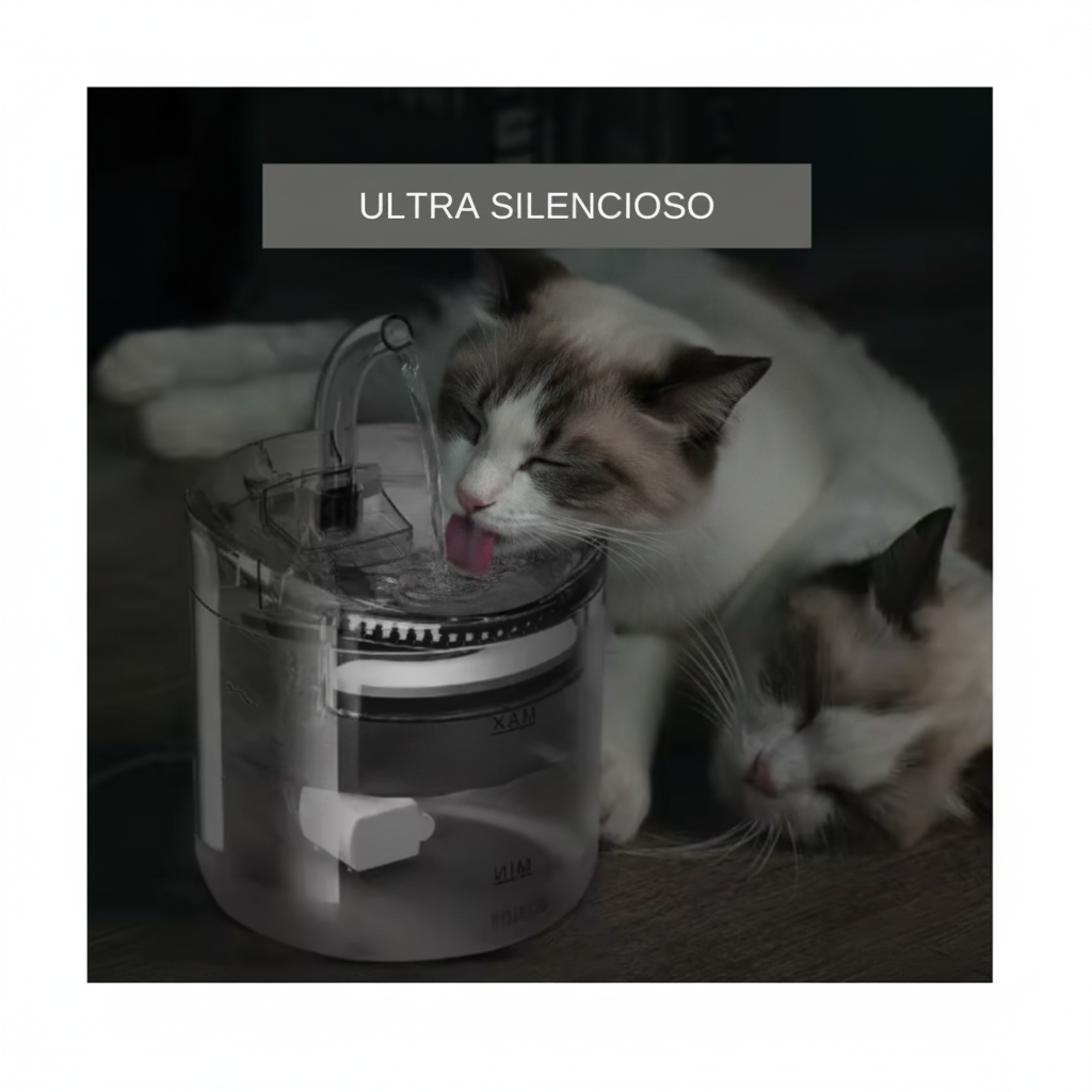Dispensador de Agua Eléctrico para Mascotas 1,8L Silencioso con Filtro