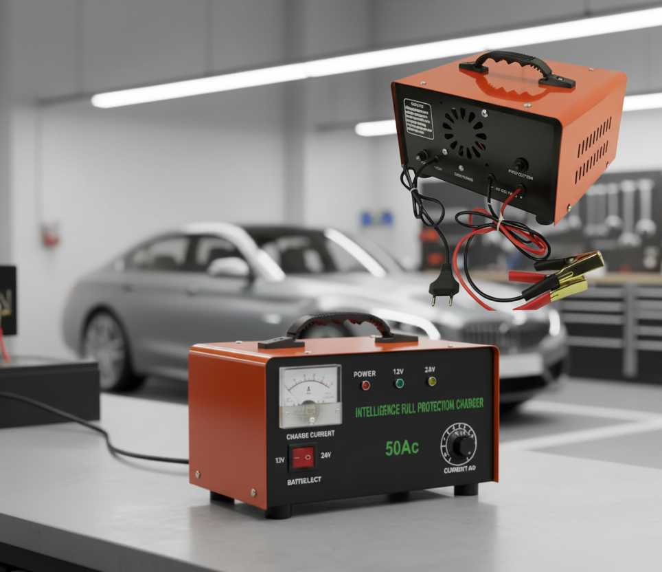Cargador de Batería 12v Y 24v Autos Motos 50 Amperes
