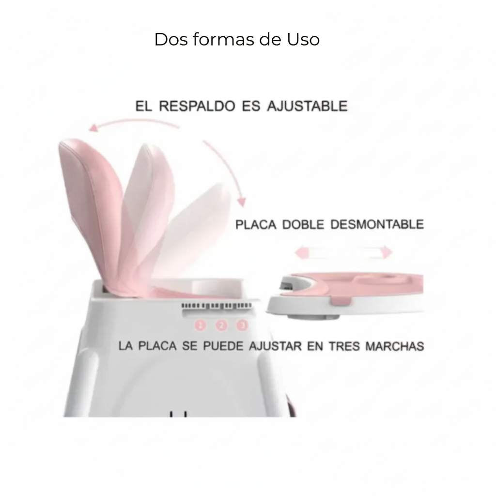 Silla para comer Multifuncional Altura ajustable rosa