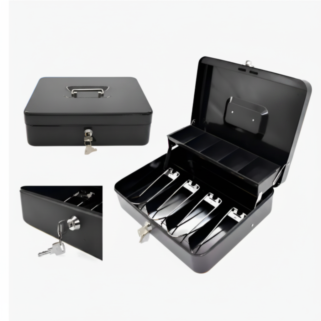 Caja de Dinero Metálica con Llave Color Negro