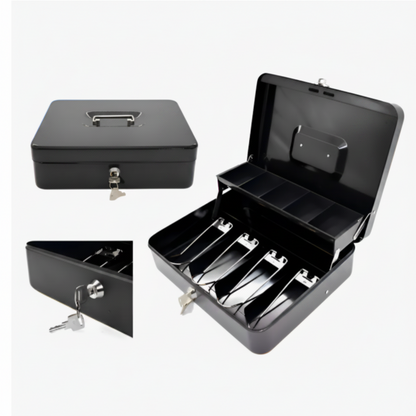 Caja de Dinero Metálica con Llave Color Negro