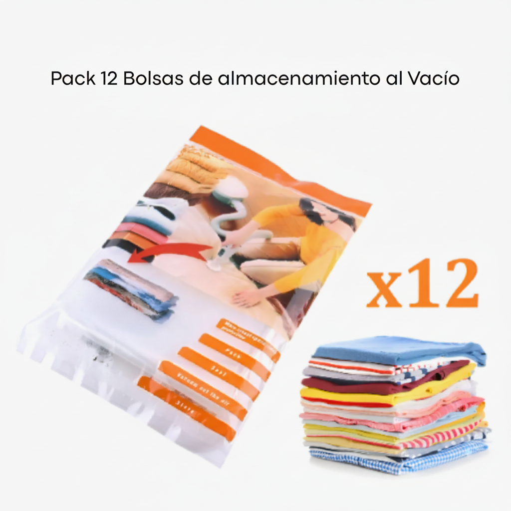 Packx12 Bolsas Para Guardar Ropa al Vacío 80x110
