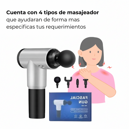 Pistola Masajeadora Muscular Recargable con Vibración y Regulador de Velocidad