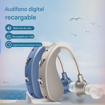 Audífono Auxiliar Auditivo Recargable USB con Reducción de Ruido Digital
