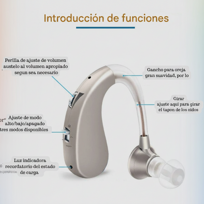 Audífono Auxiliar Auditivo Recargable USB con Reducción de Ruido Digital