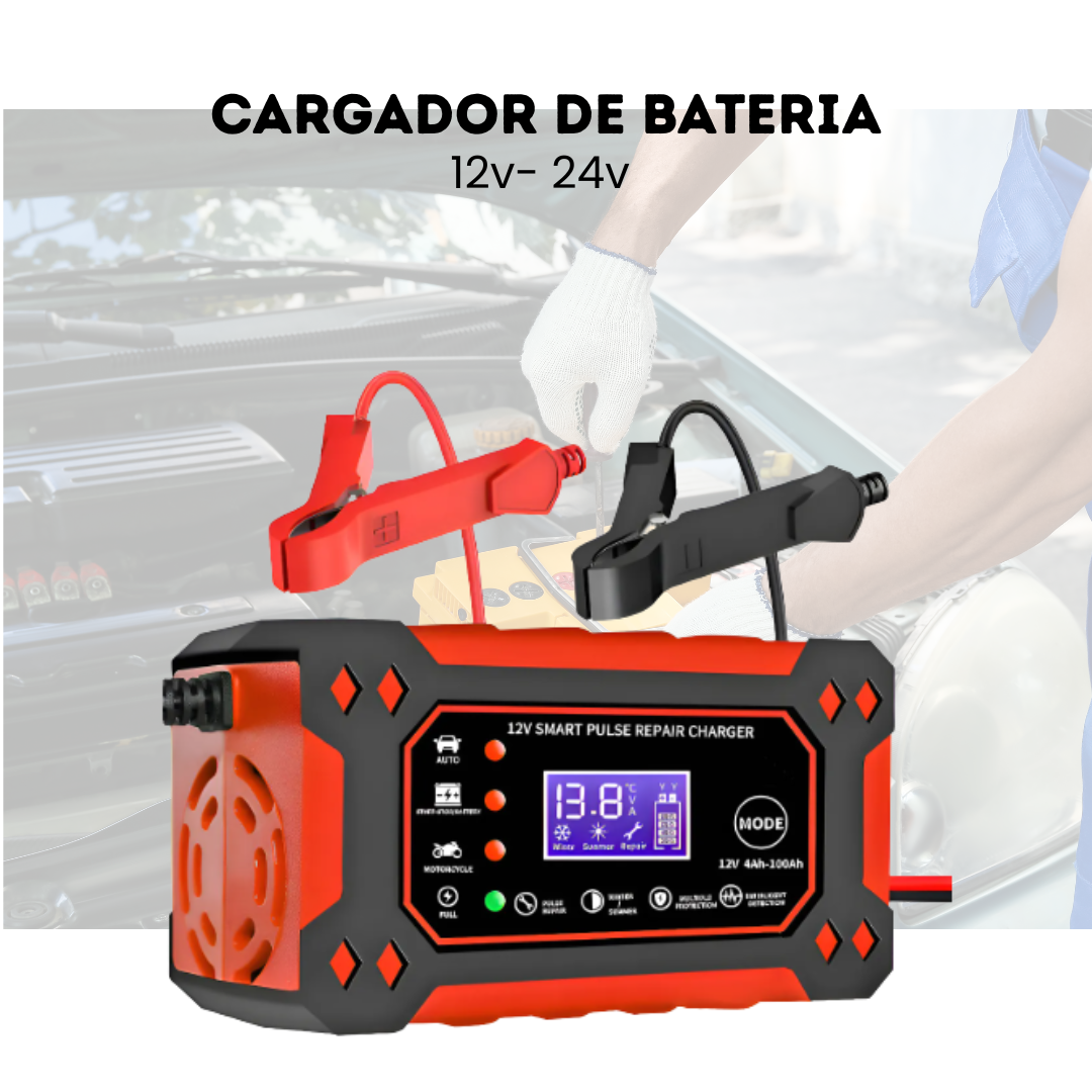 Cargador Inteligente Batería Auto Moto Carga Rápida 12v/24v