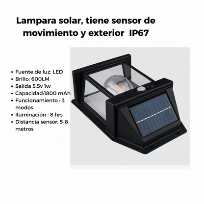 Lámpara Aplique de Pared Solar Led Estructura Negro IP67