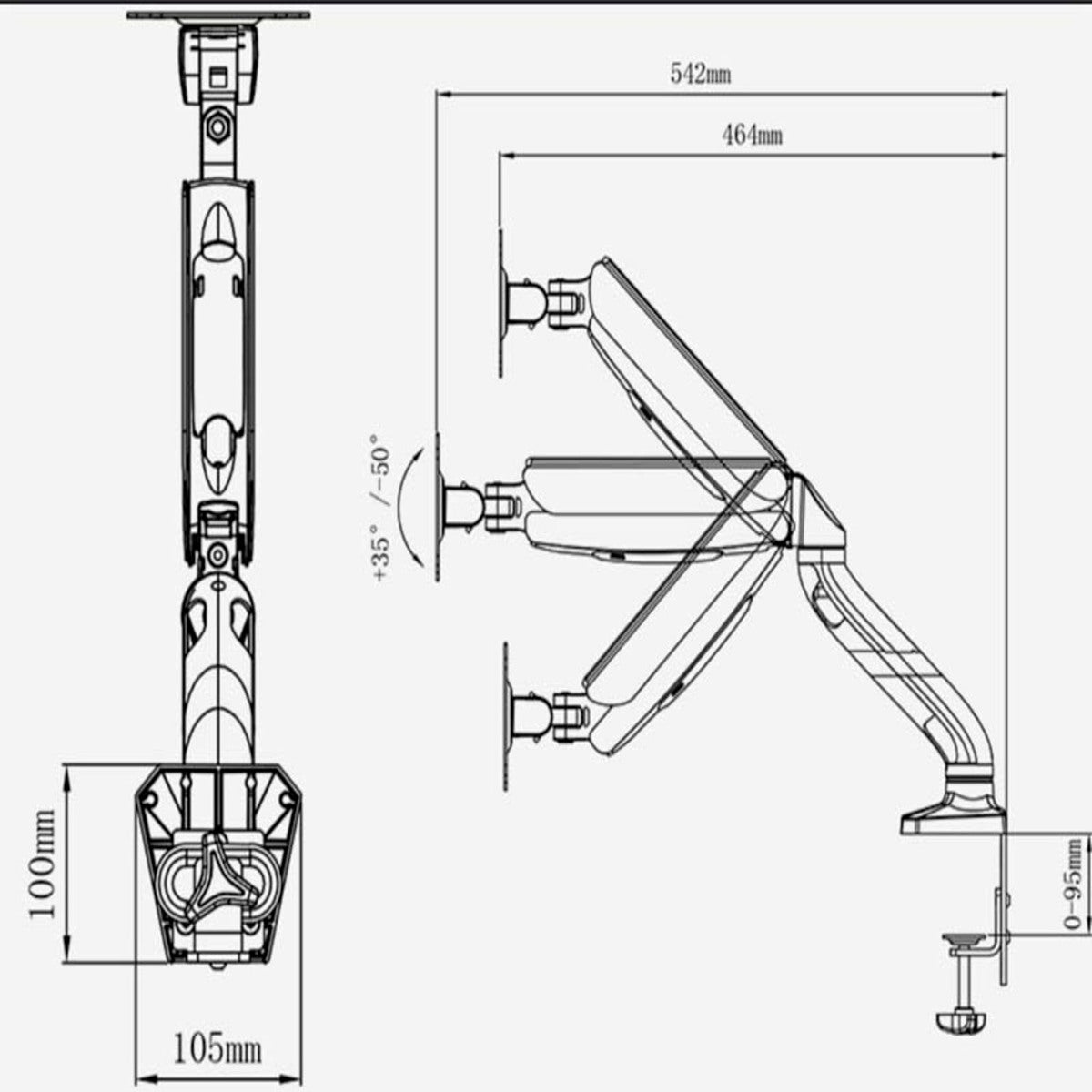 Soporte de Mesa para Monitor y TV 17"-32" Kaloc DS90 – VESA 75/100 Giratorio